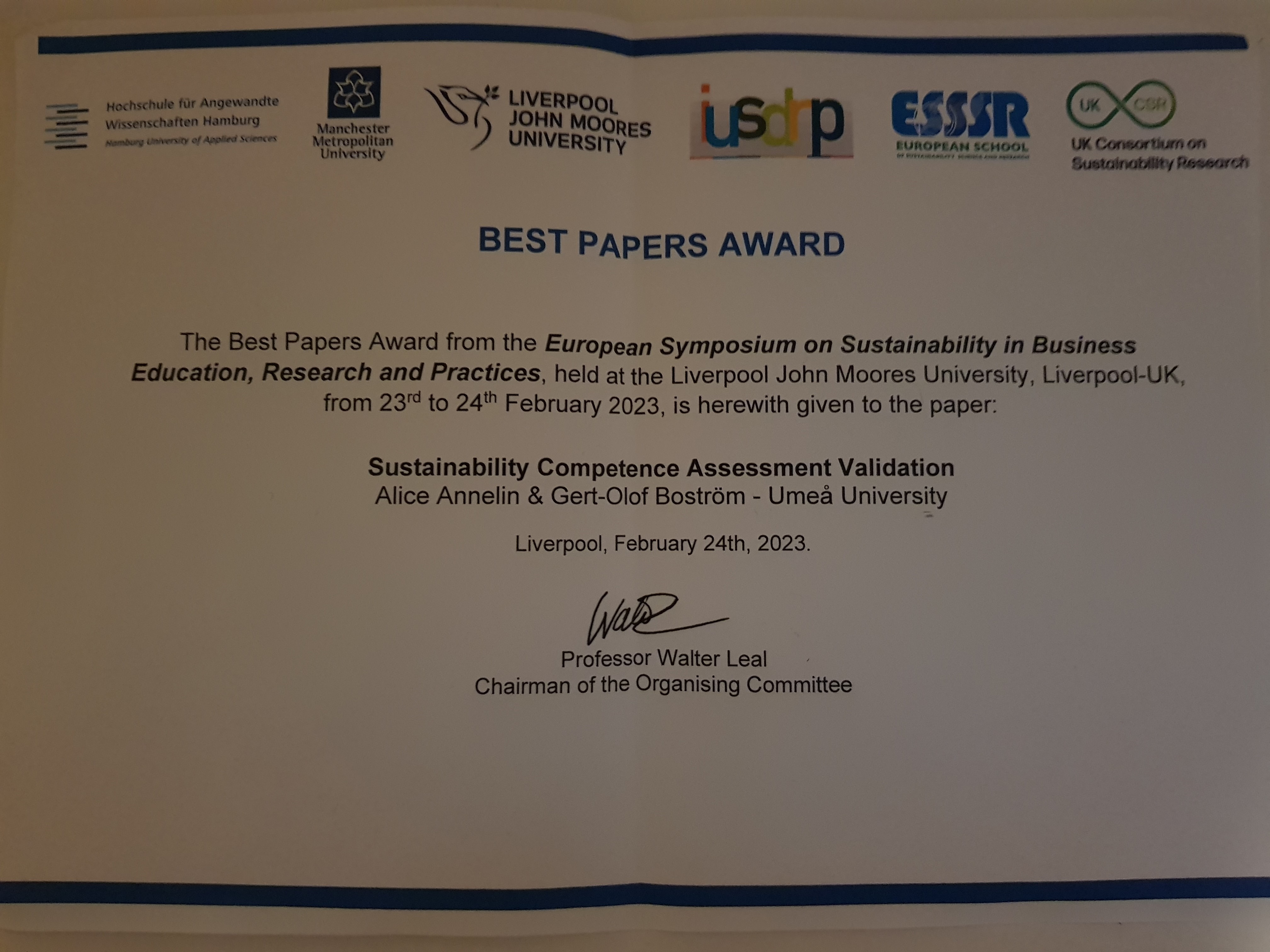 Best Paper Award